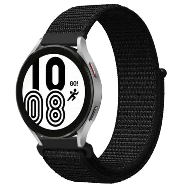 Galaxy Watch 4/5 armbånd 20mm nylon borrelås svart sand
