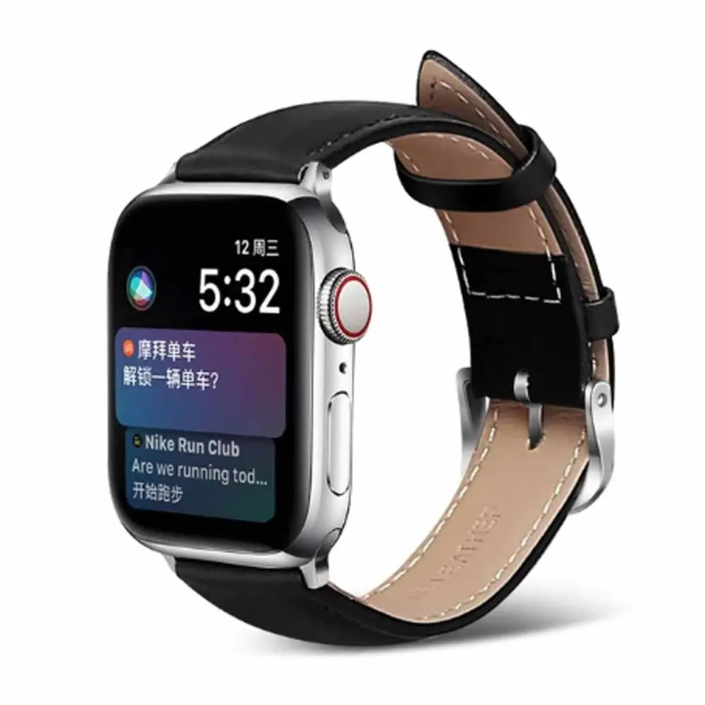 Apple Watch 38/40/41 1/2/3/4/5/6/7/Se svart skinnarmbånd skinn