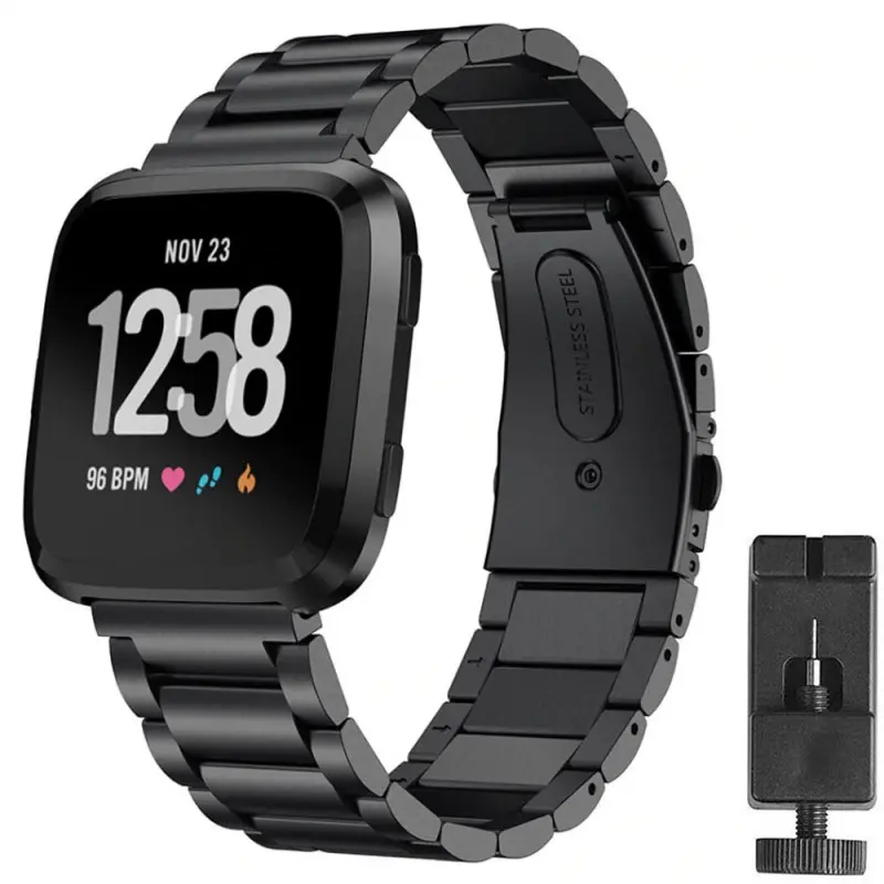 Armbånd rustfritt stål Fitbit Versa / Versa Lite - Svart