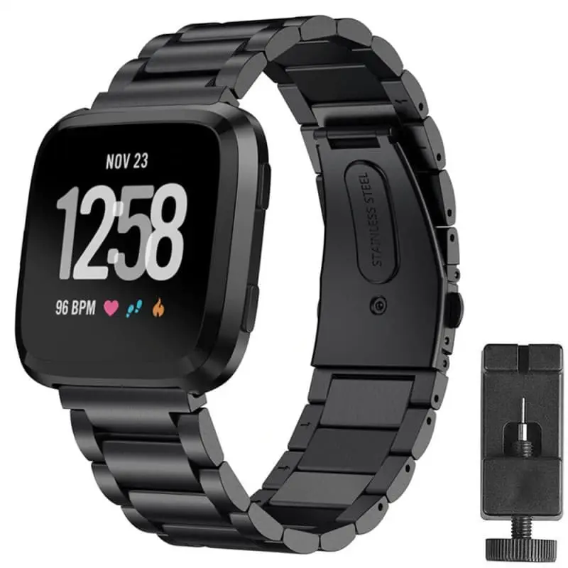 Armbånd Rustfritt stål Fitbit Versa 2 - Svart
