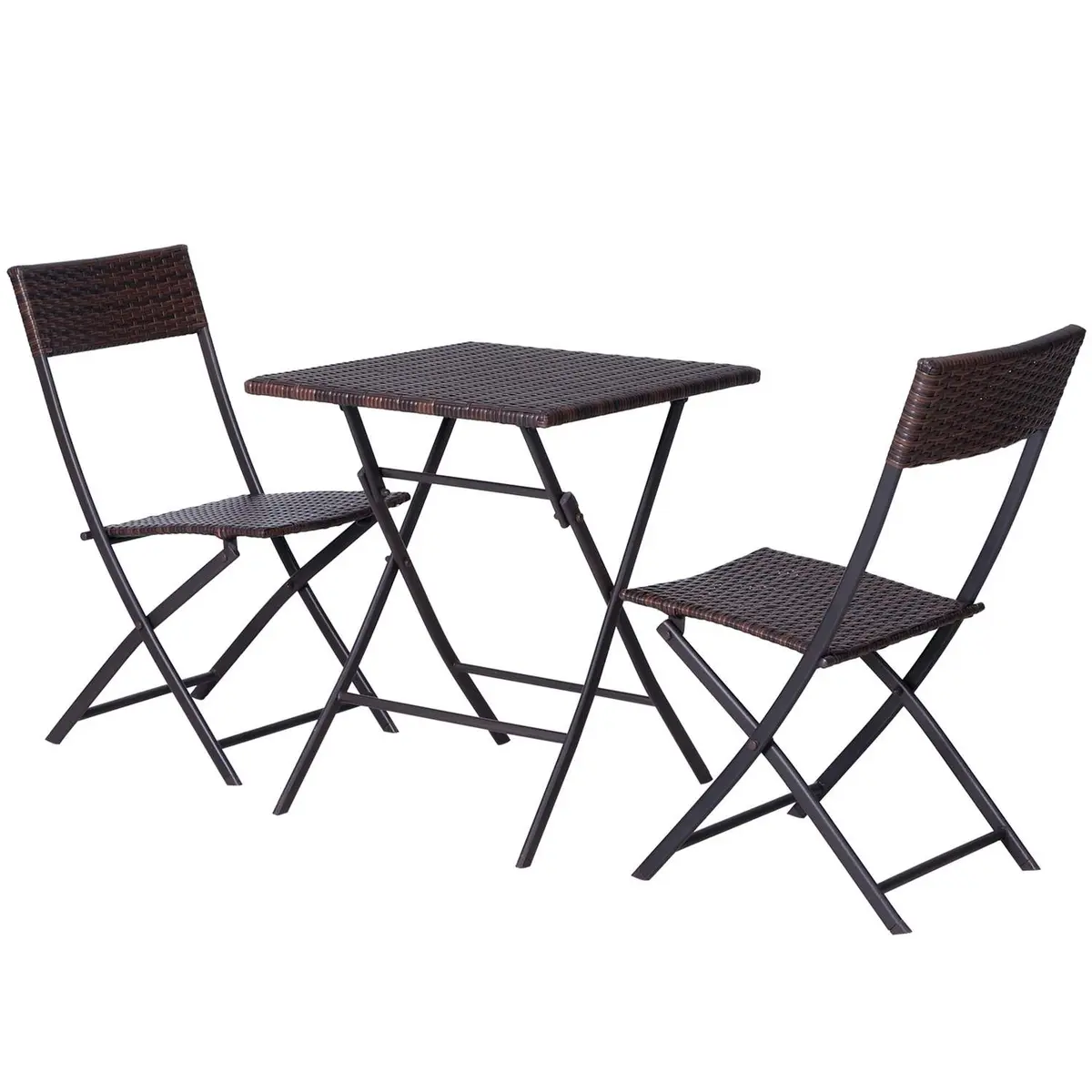 Brunt Polyrattan Bistrosett for 2, Hagemøbler