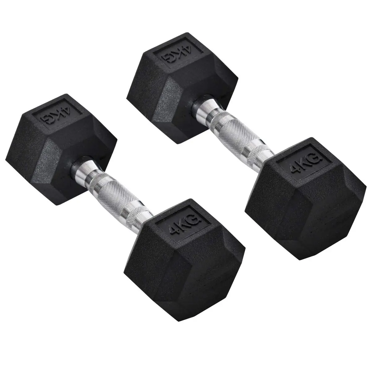 Hexagon manualer sett 2x4 kg svart gummi