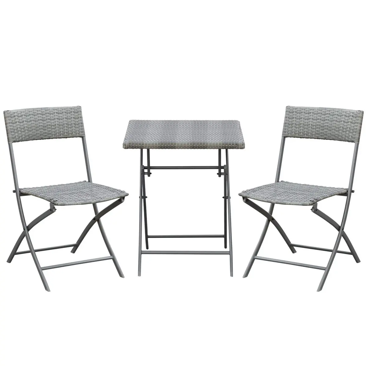 Bistrosett i Polyrattan for 2, Grå Hagemøbler