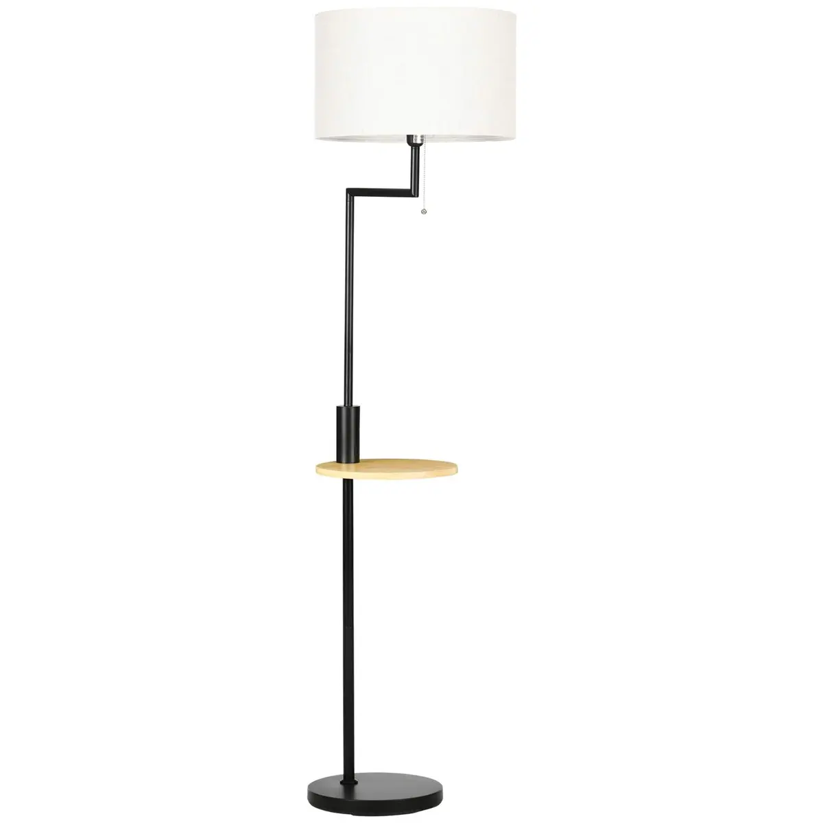 Gulvlampe med hylle og USB-port, stål, krem