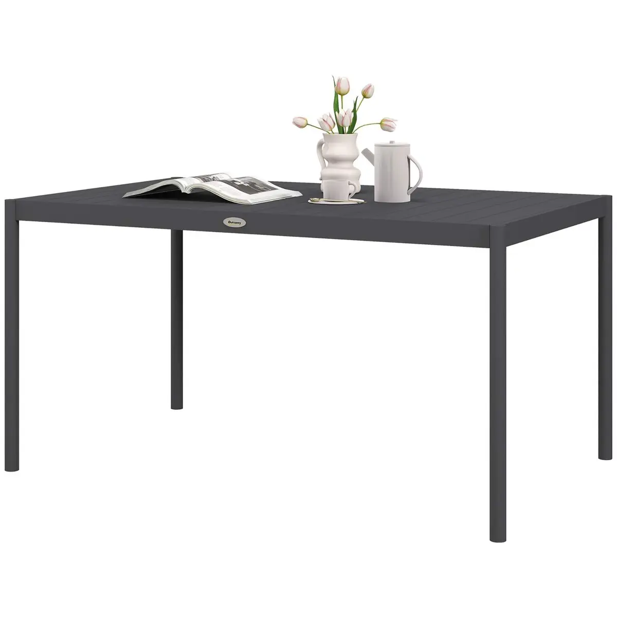 Mørkegrått Aluminium Spisebord for 6, 145x90x74 cm