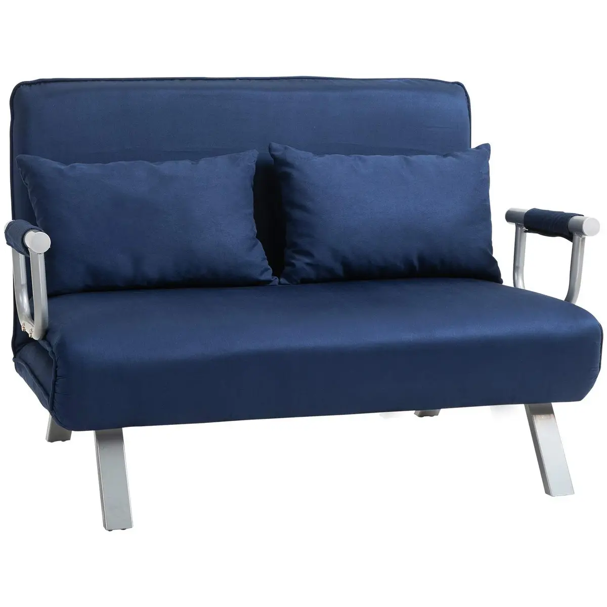 Sovesofa, 2-seters sofa med sovefunksjon og justerbar rygg, sofa med puteputer i fløyelslook, trukket sofa for stue og soverom