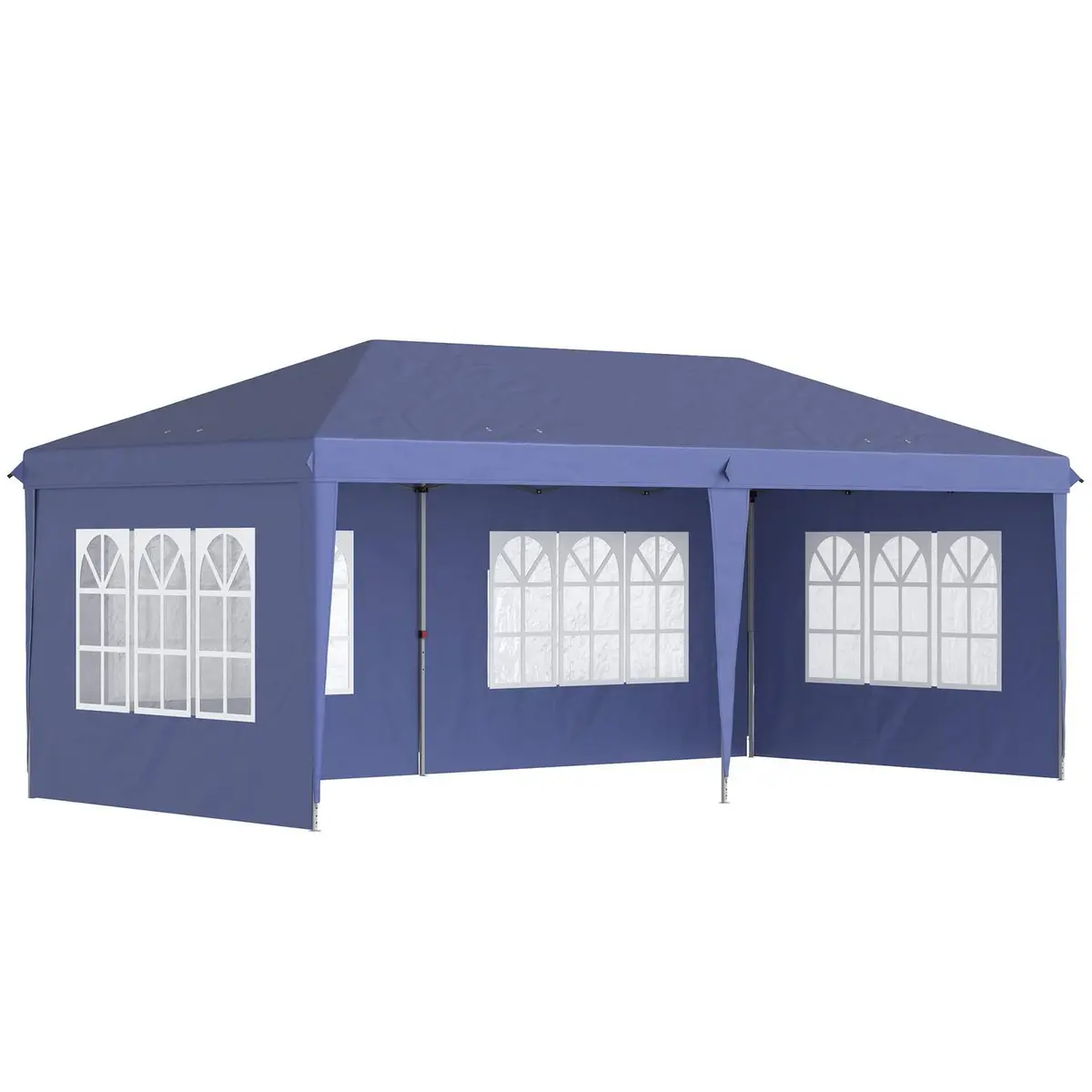 Paviljong 2,95 x 5,85 m partytelt, sammenleggbar paviljong med UV-beskyttelse, pop up paviljong med vinduer og sidevegger, haget