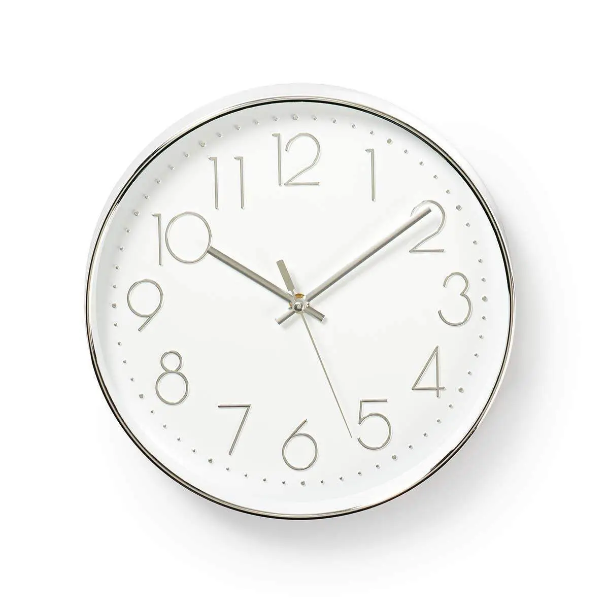 Veggur | Diameter: 300 mm | Plast | Hvit / Sølv
