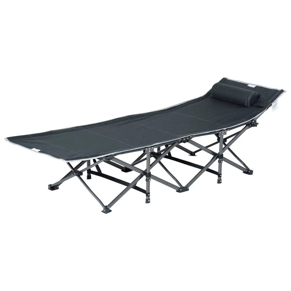 Solseng sammenleggbar solseng med pute sidelomme integrert oppbevaringsveske metall og Oxford stoff 188 x 64,5 x 53 cm grå Aosom