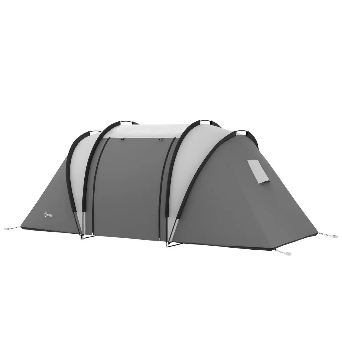 Campingtelt for 4-5 personer, lett, vannavstøtende familietelt med 3 roms sidedørsvinduer, telt med 3000 mm vannsøyle, tunneltel