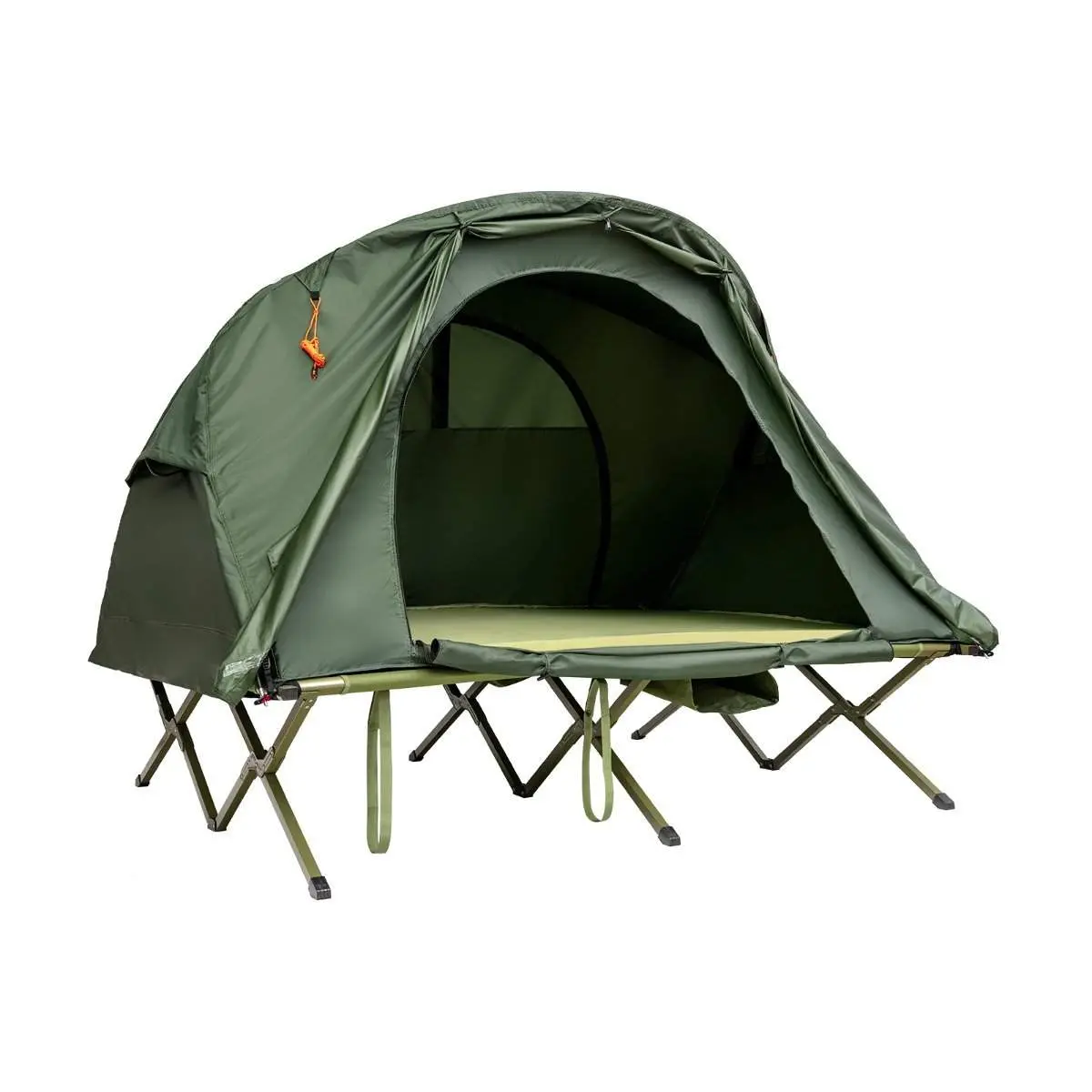 4 i 1 campingteltsett for 2 personer med trekk og madrass 194 x 146 x 160 cm grønn