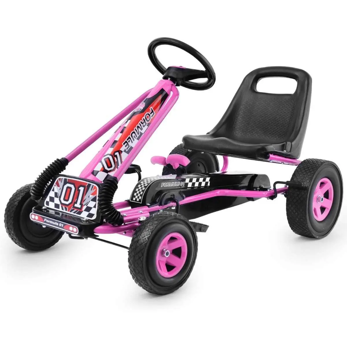 Pedal gokart pedaldrevet kjørebil barnebil pedalkjøretøy 98 x 59 x 61 cm rosa