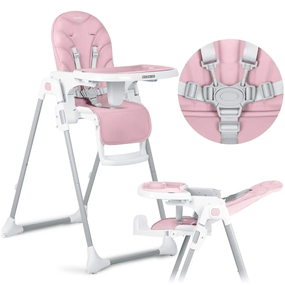Rosa spisestuestol for barn Ricokids Tulo