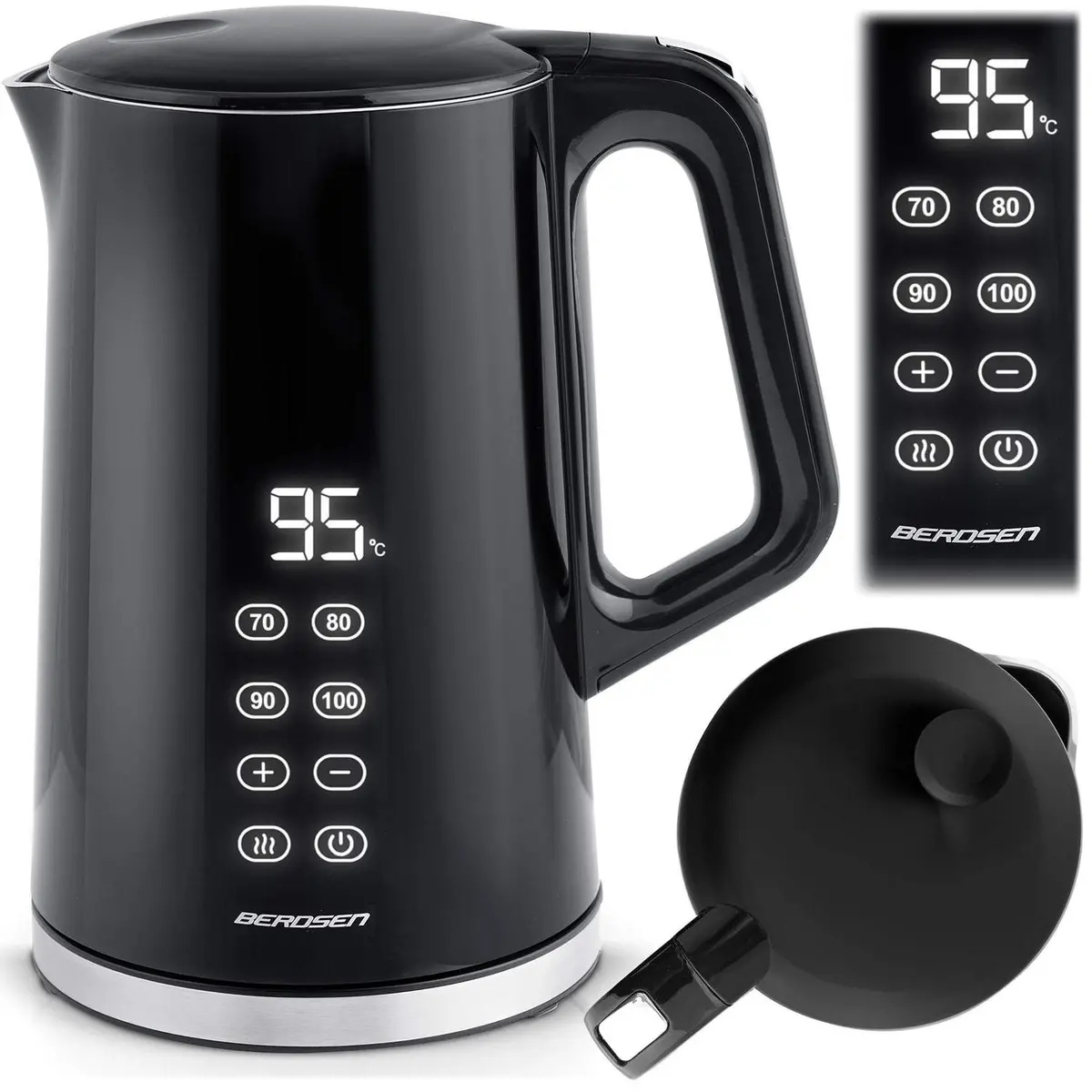 Berdsen BD-71 vannkoker 1,7l, sort og sølv