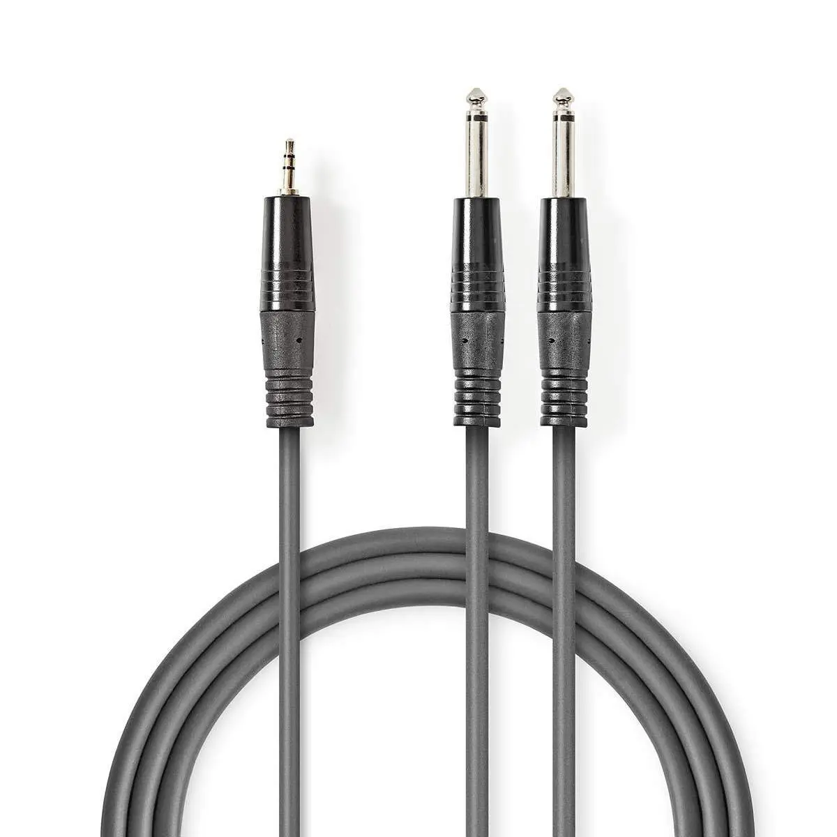 Stereo lydkabel | 2x 6.35 mm Han | 3.5 mm Han | Nikkel belagt | 5.00 m | Rund
