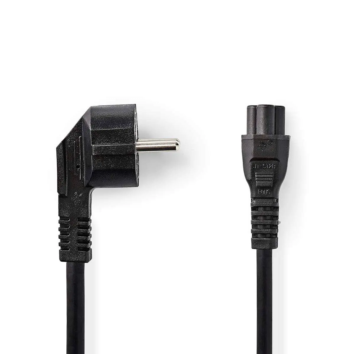 Strømkabel | Jordet kontakt han | IEC-320-C5 | Vinklet | Rett | Nikkel belagt | 2.00 m | Rund | PVC