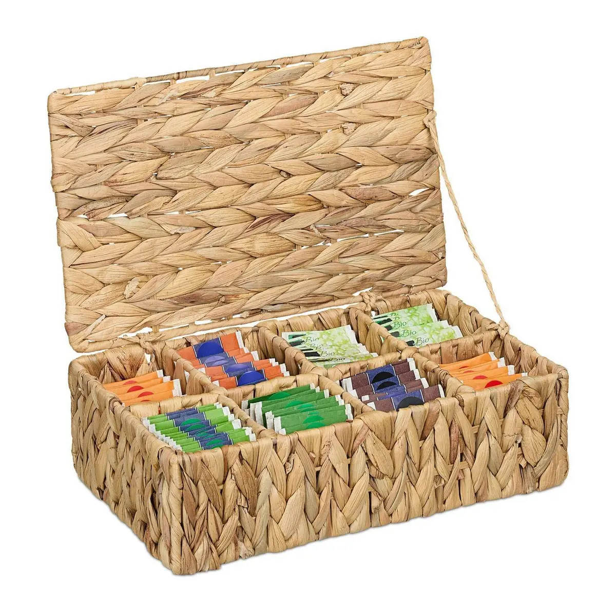 Vevd teboks med 8 rom – Natural Organizer