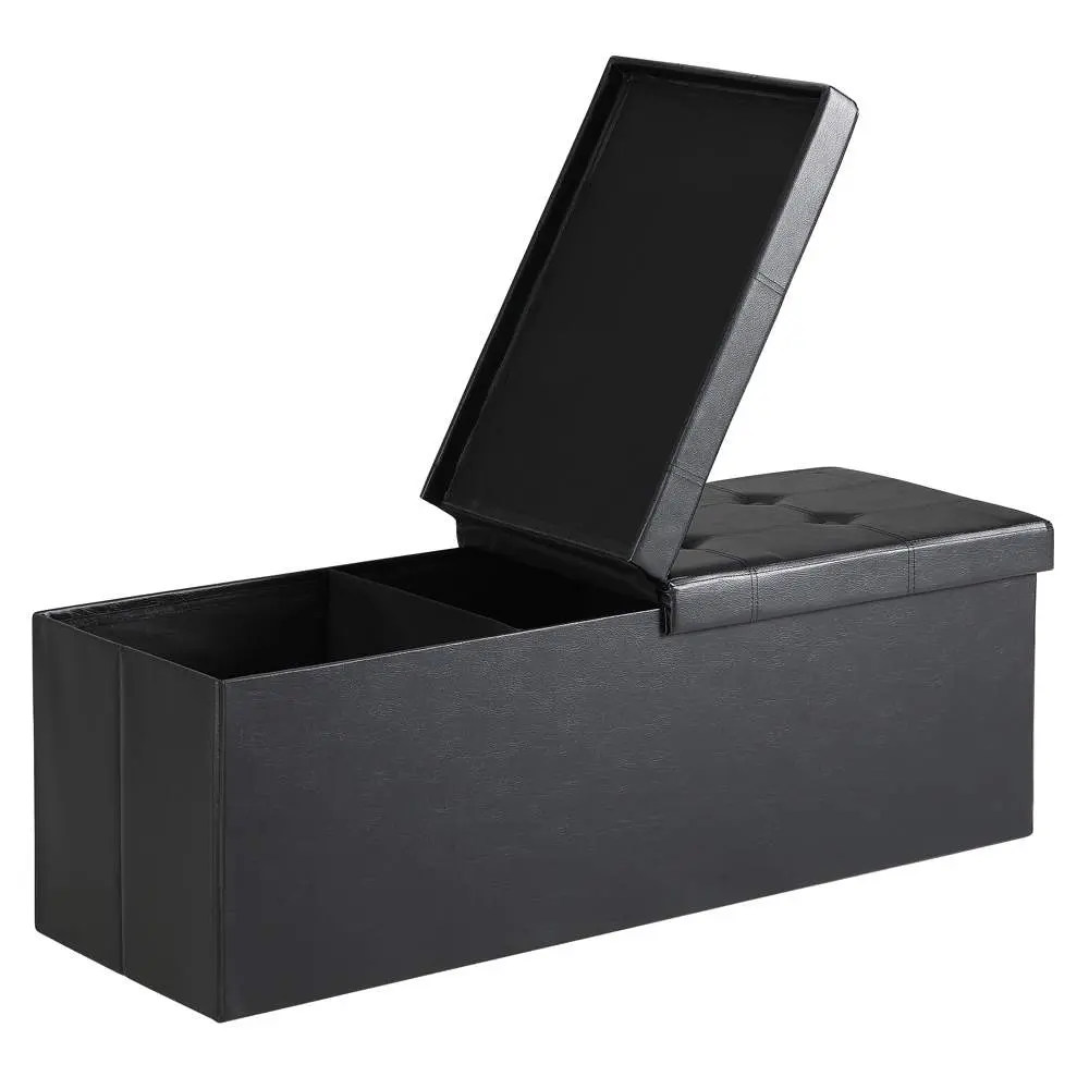 Oppbevaringsbenk – svart, sammenleggbar, 115x38x38cm, 100L kapasitet