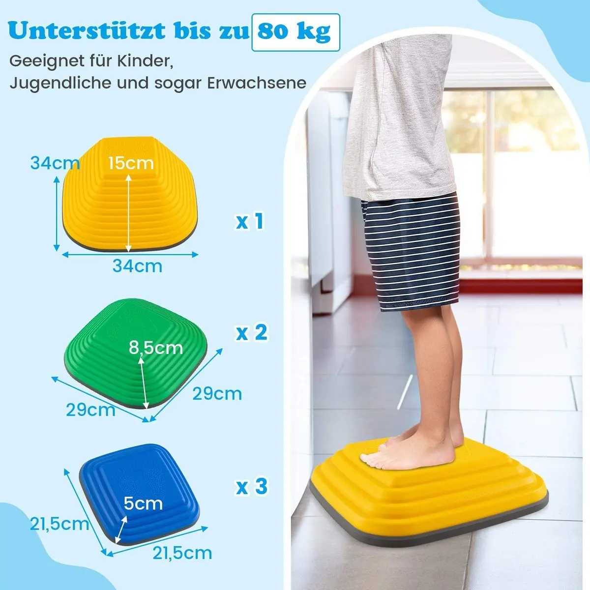 Barnas sklisikre steppesteinsett – 80 kg kapasitet