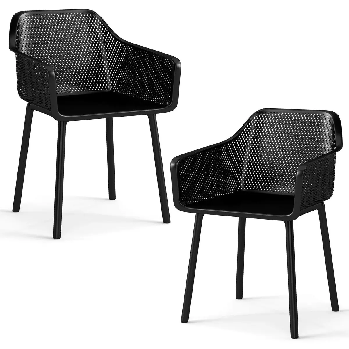 Svart spisestuestolsett – ergonomisk, pustende nettingrygg