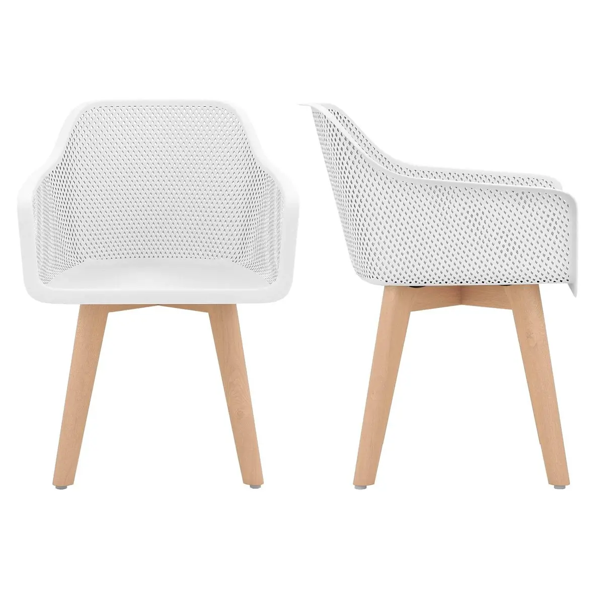 Spisestoler sett med 2 – Ergonomiske, pustende, hvite