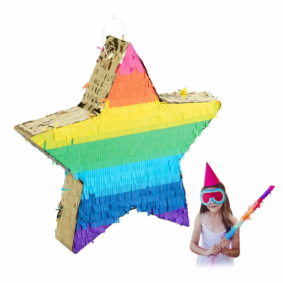 Pinata stjerne fargerik/gull
