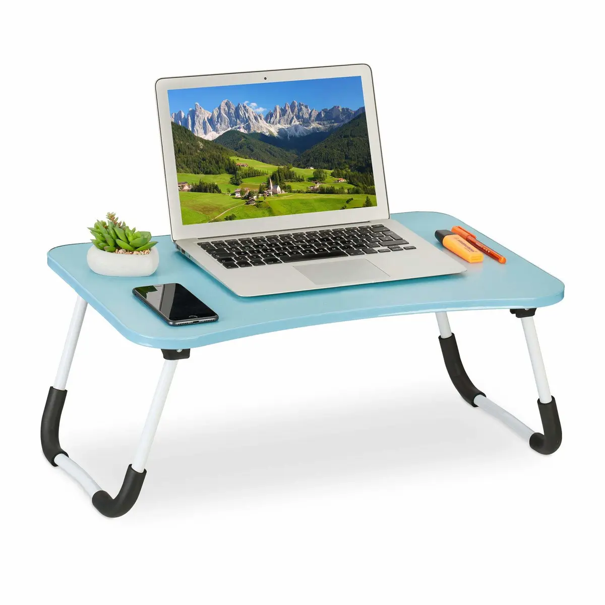Lyseblått laptopbord