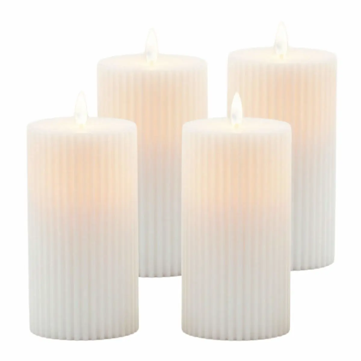 LED-lyssett med 4 stk., 18 cm – ekte voks, flimrende flamme