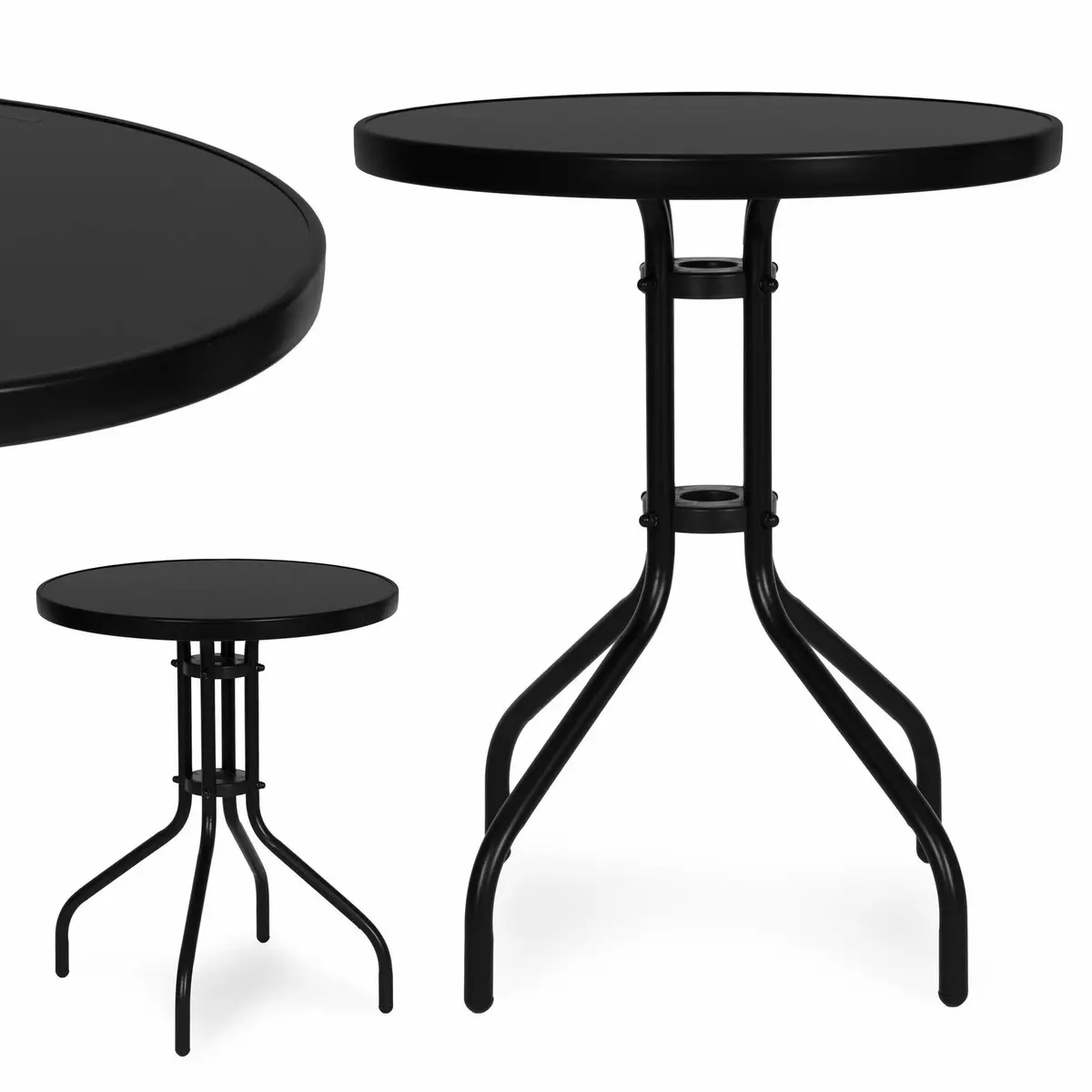 Rundt hagebord – 60 cm herdet glass, værbestandig