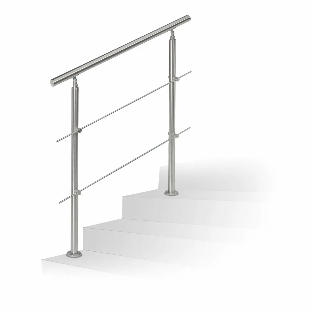 Rustfritt stål trapperekkverk 1,0 m / 2 stolper / 2 tverrstenger