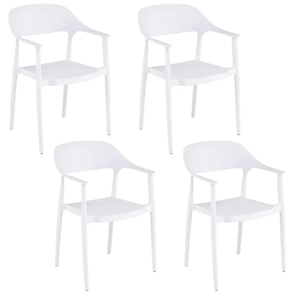 Stablebare hvite spisestoler, sett med 4 – ergonomiske og slitesterke