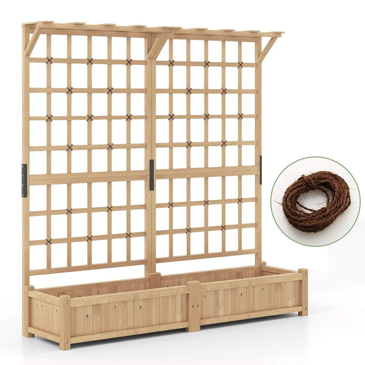Treplantekasse med espalier og tak – slitesterk gran