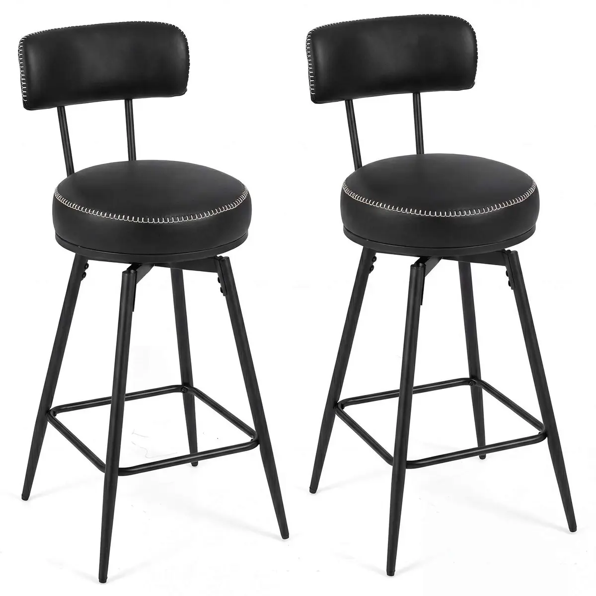Svingbare barkrakker, sett med 2 – svart, polstret, ergonomisk