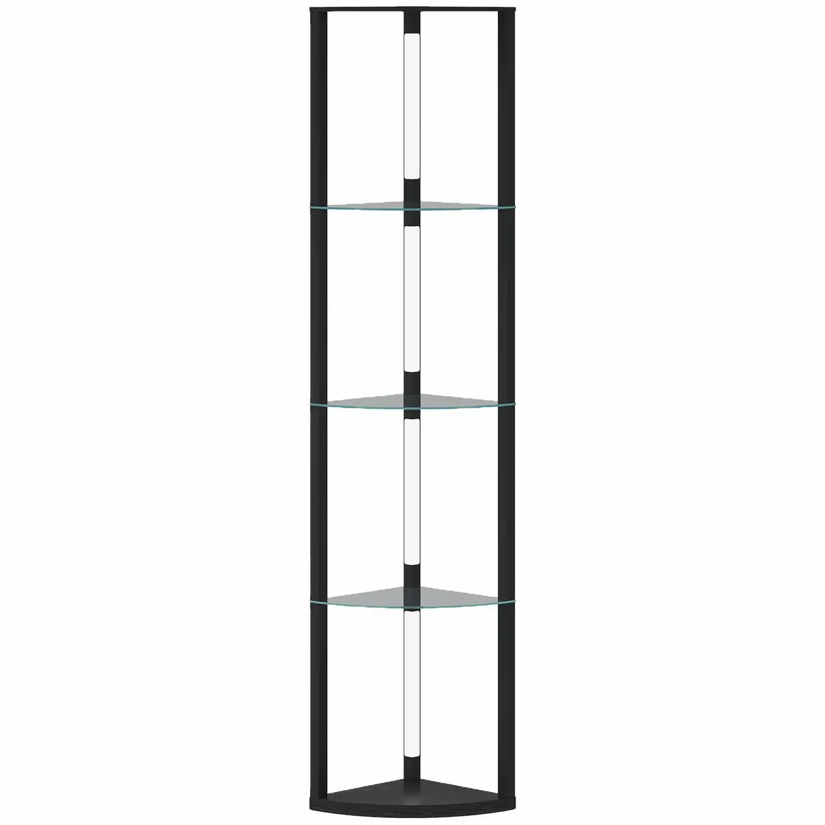 LED-gulvlampe med glasshyller – justerbar lysstyrke
