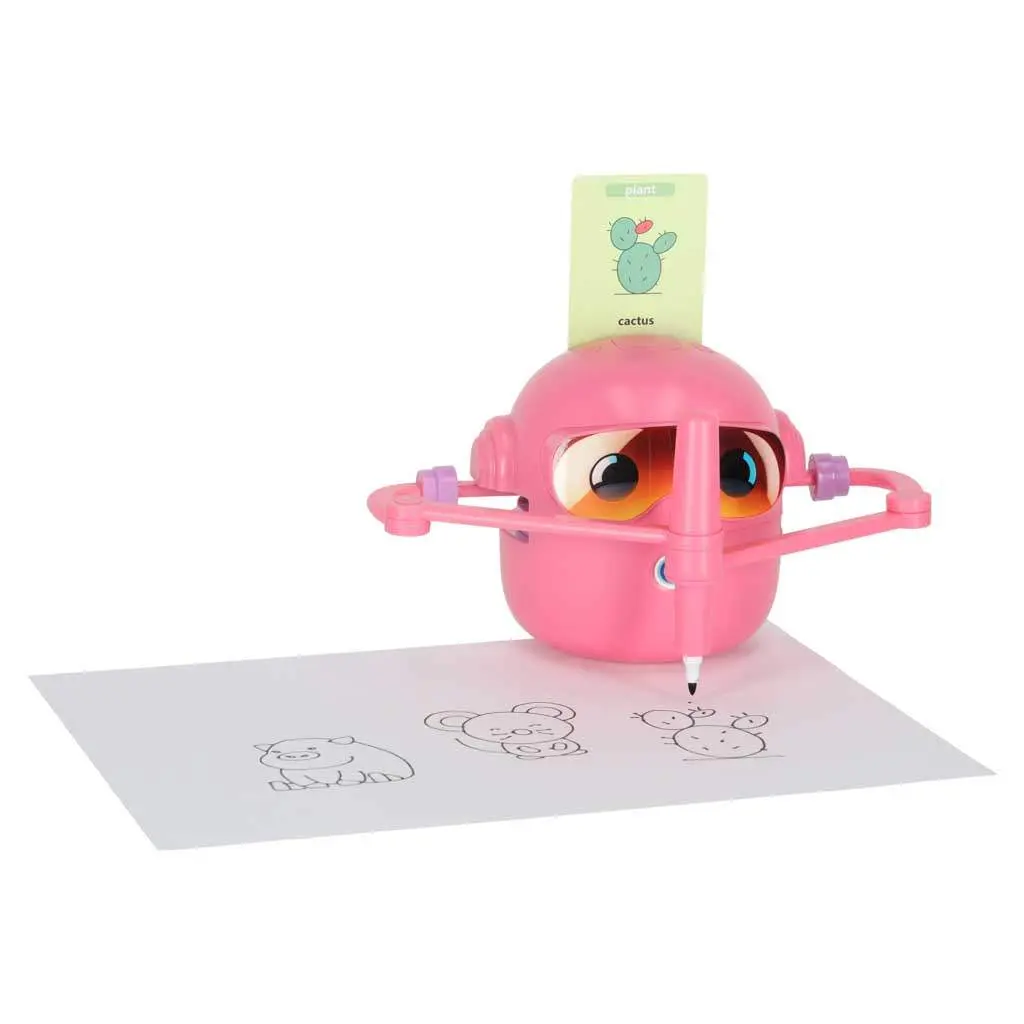 Tegne-robot STEM-sett, 100 flashcards, rosa