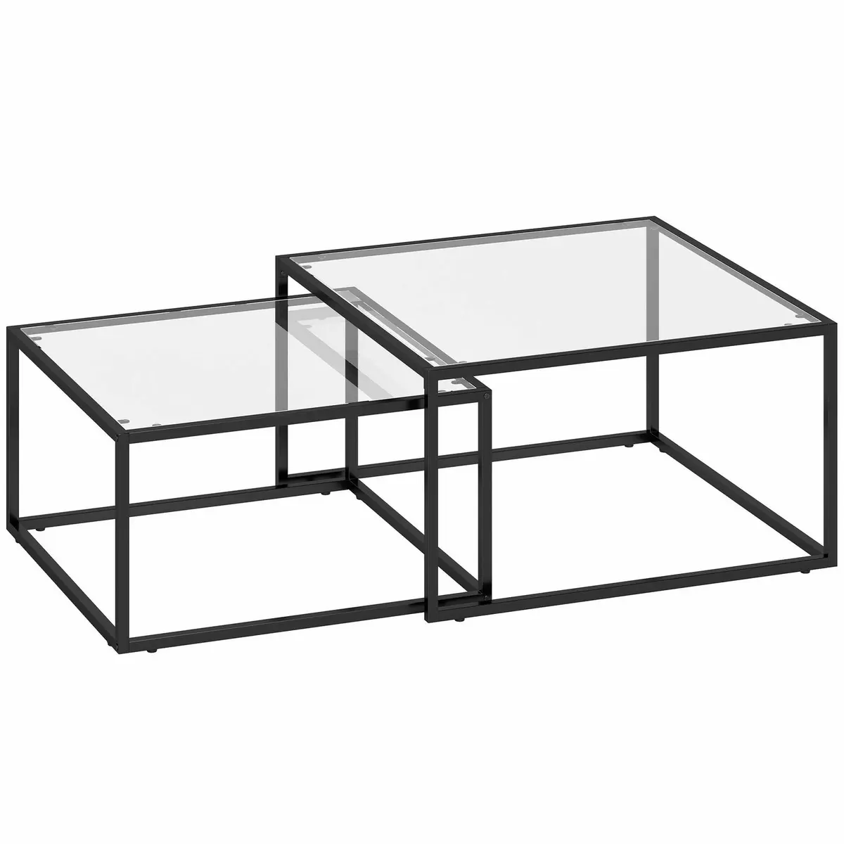 Sett med 2 salongbord – herdet glass, svart