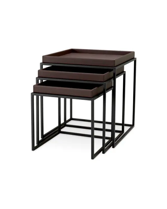 Léonard sidebord mørkbrun 3-sett