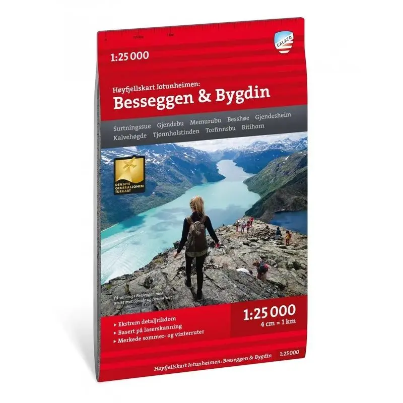Høyfjellskart Jotunheimen: Besseggen & Bygdin 1:25 000