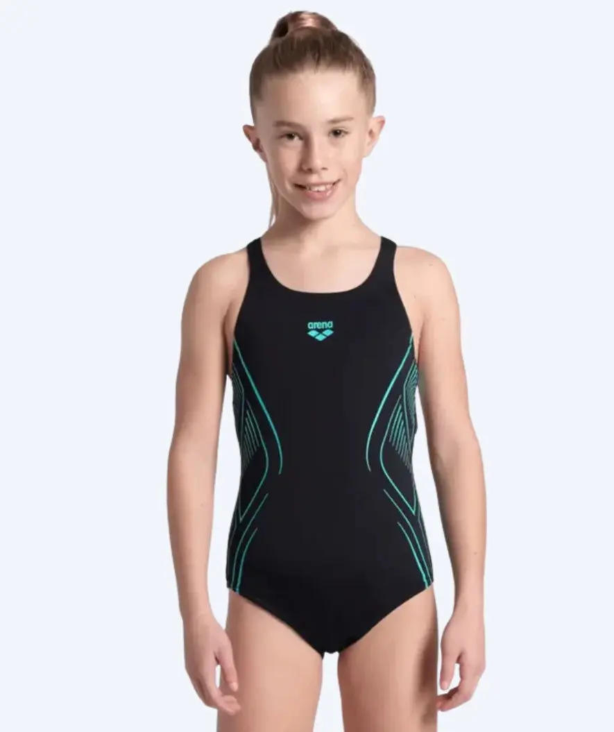 Arena badedrakt til jenter - Reflecting Swim Pro Back - Svart/lyseblå