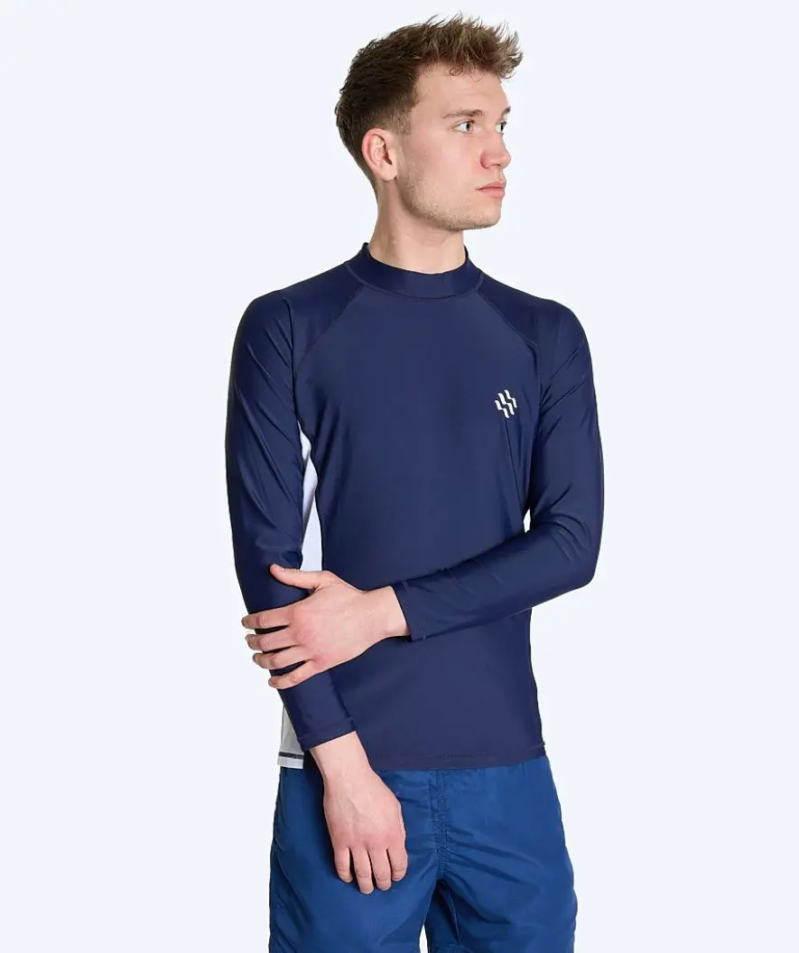 Watery UV-trøye til menn - Talcott Langermet Rashguard - Mørkeblå/hvit