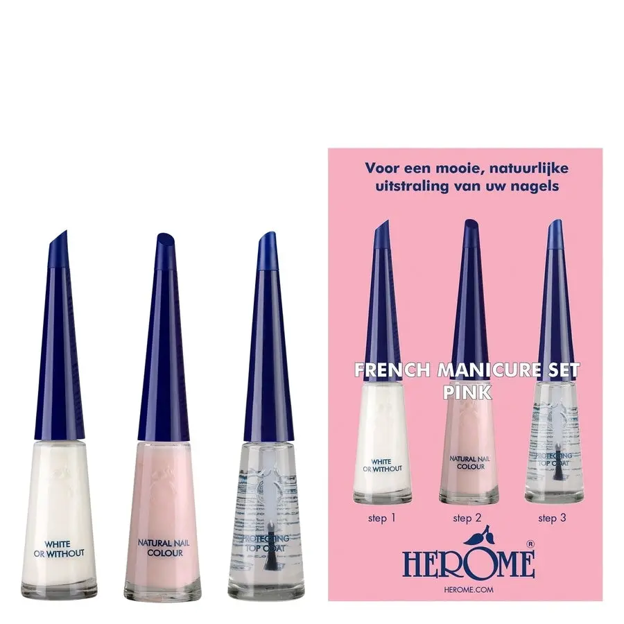 Fransk Manicure Set Pink 3x10ml