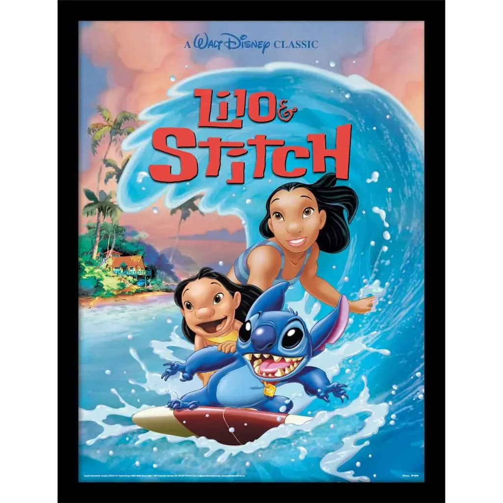 Disney's Lilo and Stitch Innrammet Bilde 30 x 40 cm Surfer