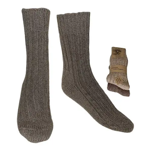 Alpakka Ullsokker Brun & Beige Tykk 2-pk | Str. 35/38