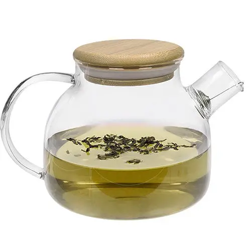 Aromandise Glasstekanne Med Bambuslokk 1 l