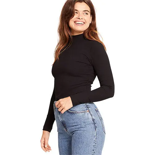 Boody Women’s Ribbed Turtleneck Top Svart | Str. M