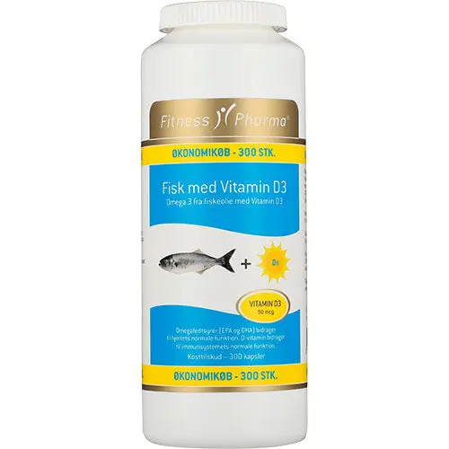 Fitness Pharma Fisk med Vitamin D3 | 300 Kapsler