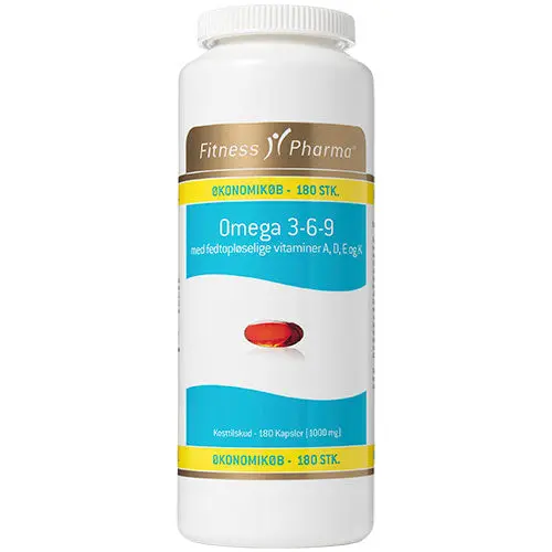Fitness Pharma omega 3-6-9 med A, D, E og K-vitamin | 180 Kapsler