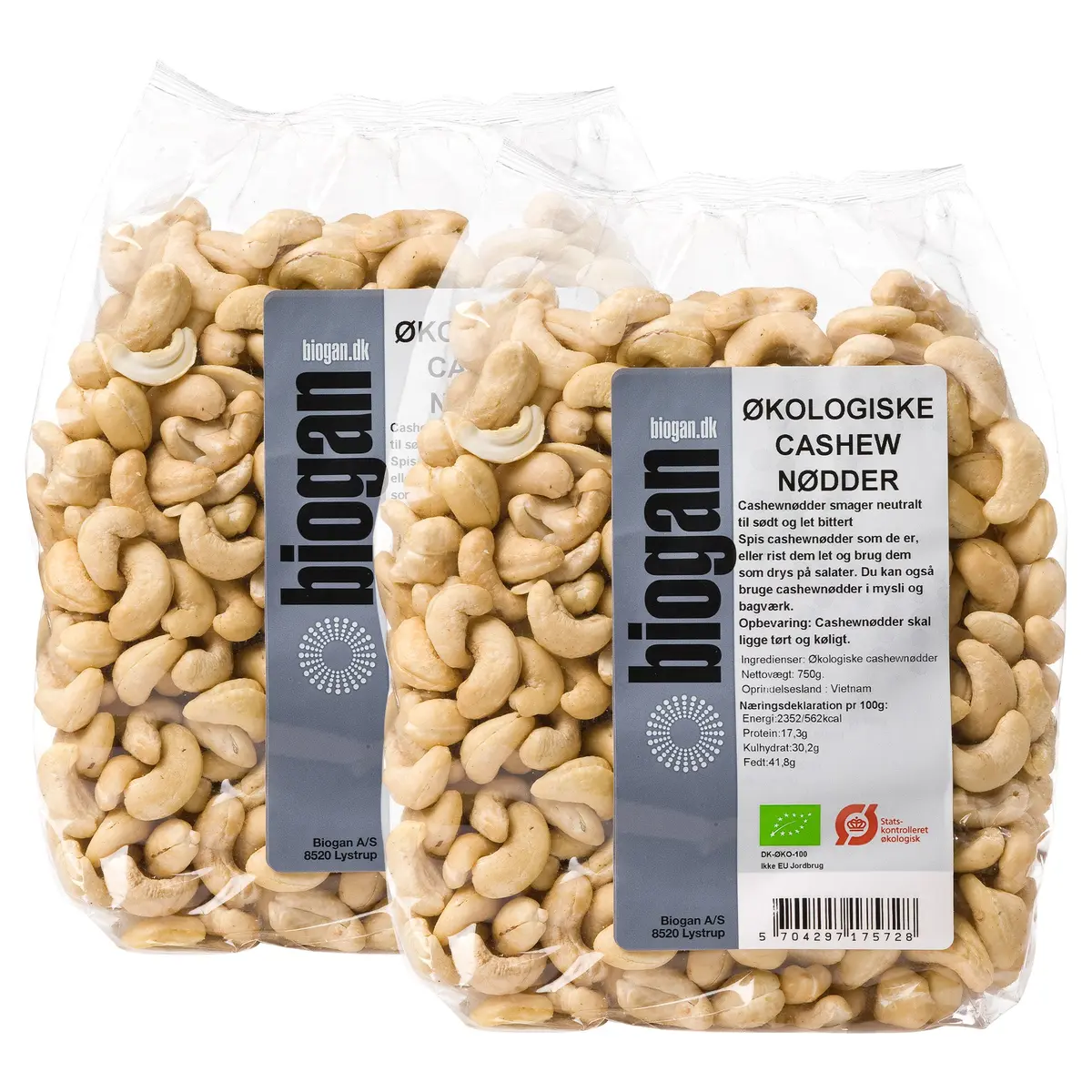 Biogan Cashewnøtter Økologisk | 2 x 750 g
