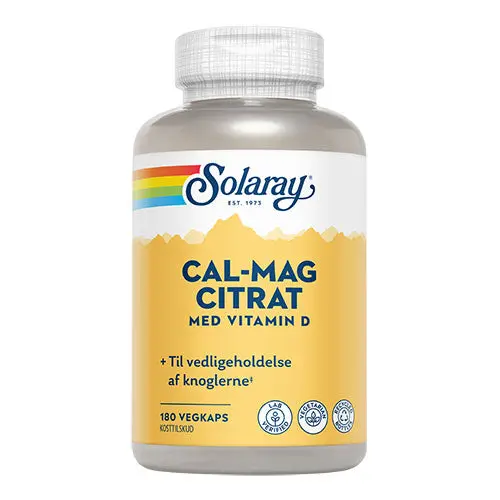 Solaray Cal-Mag Citrat + D-vitamin | 180 Kapsler