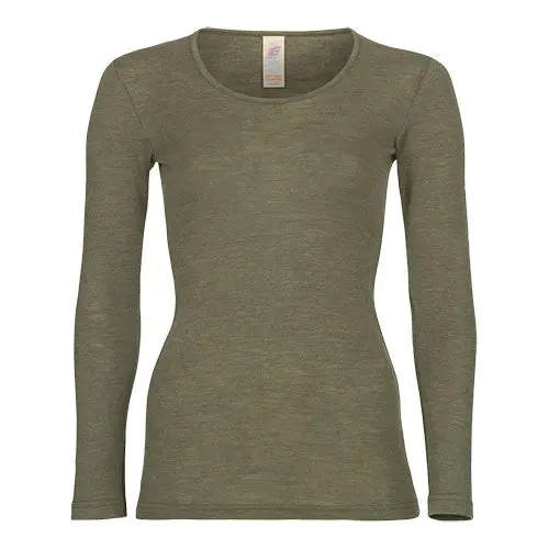 Engel Natur Bluse Merinould & Silke Olive | Str. 34/36
